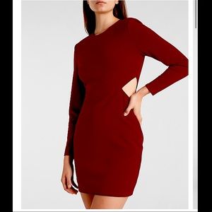 NWT Express Strong Shoulder XL Wine Side Cutout Mini Dress